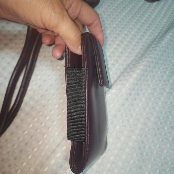 EASY SPIRIT EUC DARK WINE LEATHER SATCHEL BAG WITH CELL PHONE BAG - Picture 6 of 6